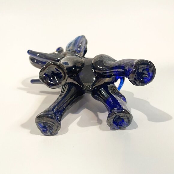 Daniel Vargas for Arte Vargas Art Glass Elephant Figurine Cobalt Blue Signed - Picture 5 of 7